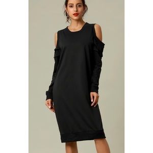 Ruffle Sleeve Sweatshirt Dress